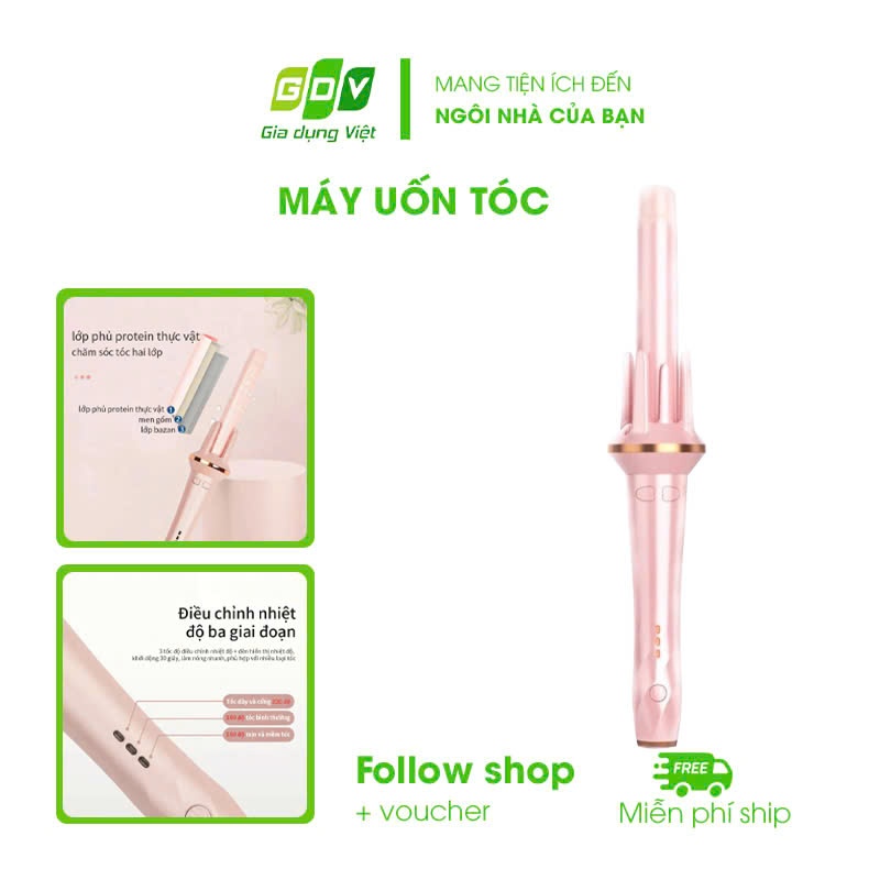 Máy uốn tóc xoăn tự động làm xoăn,điều chỉnh 4 bánh răng,đường kính 28mm,32mm chất liệu gốm sứ [bảo hành 12 tháng]