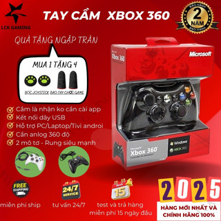 🎁Tặng Bọc Joystick🎁[ Loại 1 ] Tay cầm Chơi Game Microsoft Xbox 360 Full box Có Rung - Tay Cầm Có Dây Dùng Cho PC, Lap