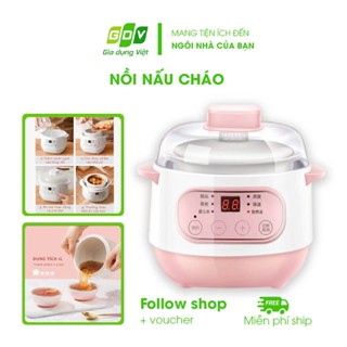 Nồi Nấu Cháo Chậm Cho Bé Ăn Dặm Hẹn Giờ Tích Hợp 6 Chế Nấu Cháo, Hầm, Hấp,Chưng Yến Hấp Cách Thủy Đa N.Bảo Hành 12 Tháng