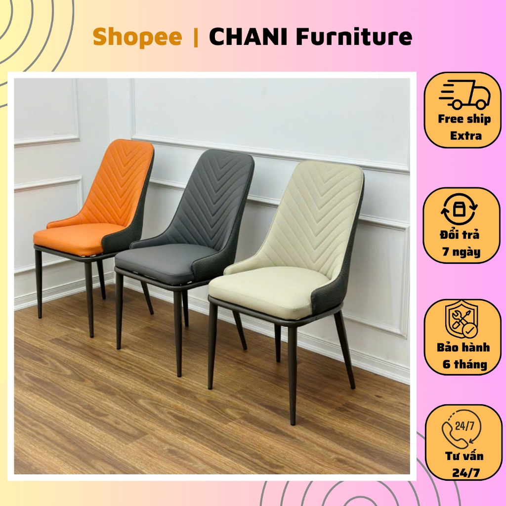  Ghế ăn xương cá nhập khẩu cao cấp ghế bọc da PU chống mèo cào chân mạ titan 