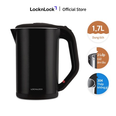 Ấm đun bằng thép không gỉ Lock&Lock, 1.7L màu đen EJK738BLK
