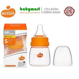 Bình sữa nhựa PP cho bé từ sơ sinh chính hãng Wesser 60ml