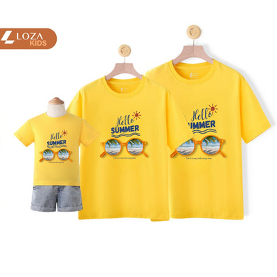 Áo phông gia đình LOZA KIDS Hello Summer - Áo đồng phục gia đình du lịch biển – Mã GĐ3054