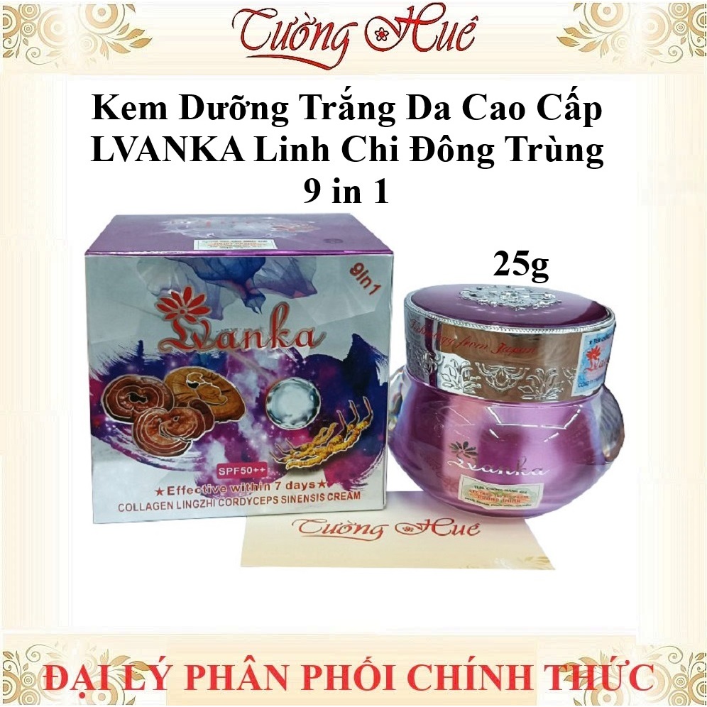 Kem Dưỡng Trắng Da Cao Cấp LVANKA Linh Chi Đông Trùng 9 In 1 - 25g (Tím)
