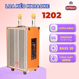 Loa kéo bluetooth Ontekco 1202 bass 30 Kèm 2 micro không dây hát vang cực hay. chống hú. Bảo hành hãng 1 năm