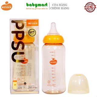 Bình sữa cho bé 3-6th nhựa PPSU cổ hẹp Wesser 250ml