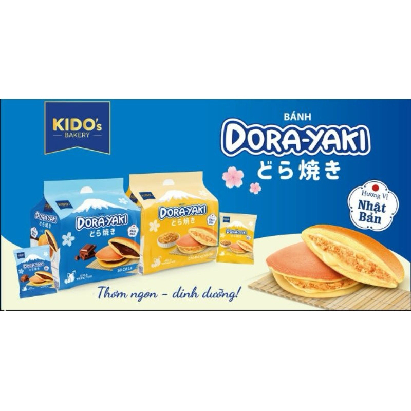 Bánh Dorayaki Chà bông xốt bơ - Xốt Sôcôla Kido's túi 5 chiếc