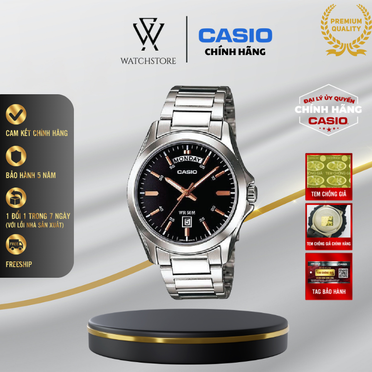 Đồng Hồ Nam Casio MTP-1370D-1A2VDF Màu Trắng Kính Khoáng 39.8mm Dây Kim Loại Kim Loại Không Gỉ Chống