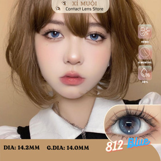 Lens cận màu xanh giãn nhỏ 812, Kính áp tròng màu filter douyin có lệch độ hạn dùng 6 tháng