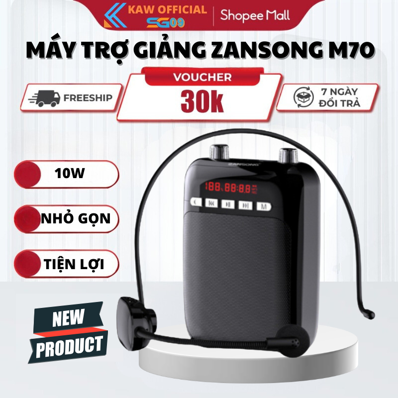 Máy Trợ Giảng Zansong KAW M70 Tích Hợp Mic Trợ Giảng Không Dây Nhỏ Gọn Pin Công Suất Lớn BH 12 Tháng