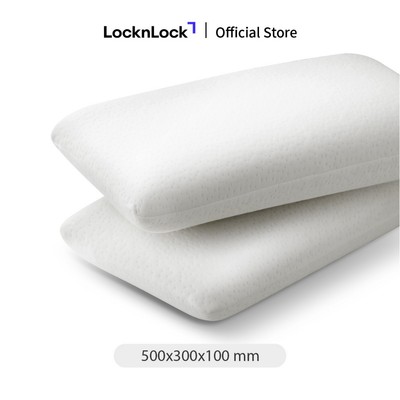 Gối thẳng mút hoạt tính nâng đầu và cổ Lock&Lock Memory Foam 50D 50x30x10cm HLW112