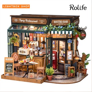 Robotime Rolife Tipsy Restaurant DG167. Nhà búp bê bằng gỗ Có đèn led. DIY Miniature House.