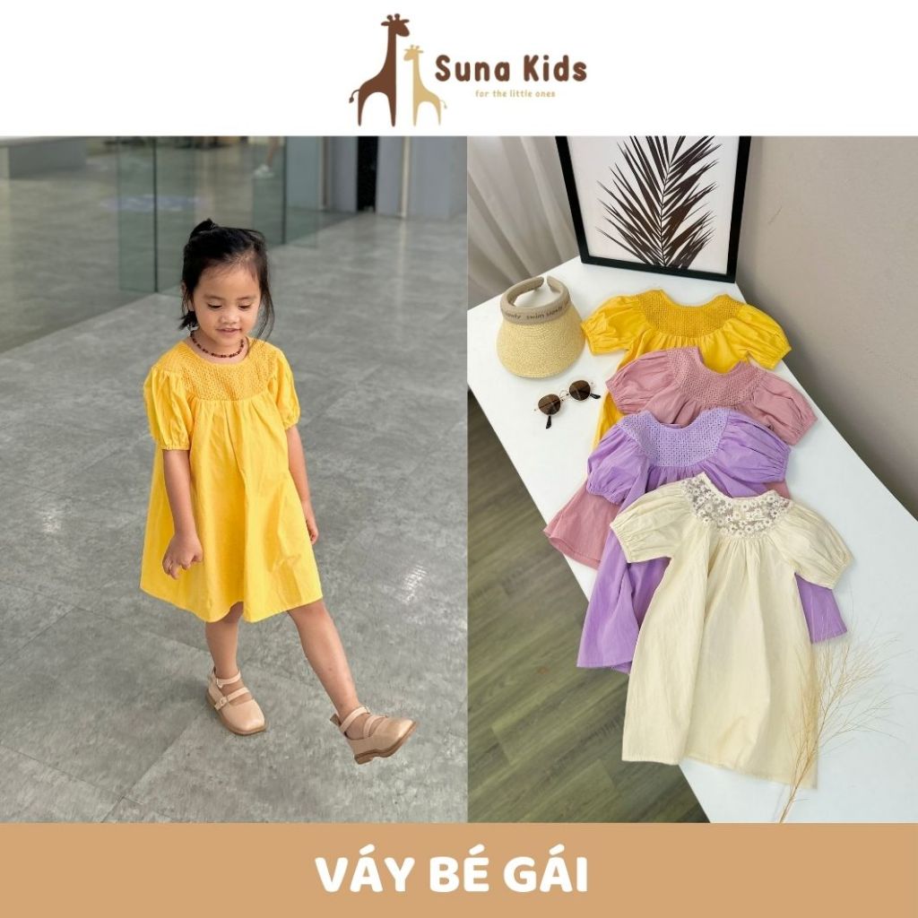 Suna Kids - VT180 - Váy phối ren boi thêu - size 1 đến 6 tuổi