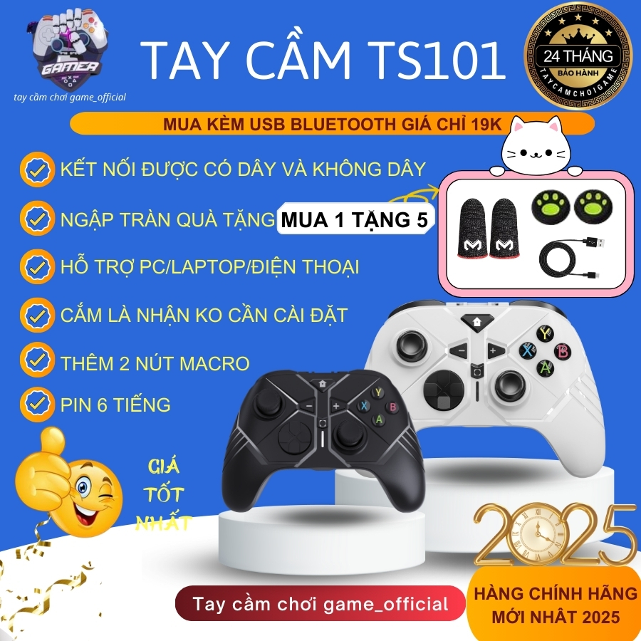 🎁Tặng Bọc Joystick🎁 Tay Cầm Chơi Game không dây blutooth chơi fifa online 4 TS101 cần analog xoay 360 Dùng cho PC,Laptop