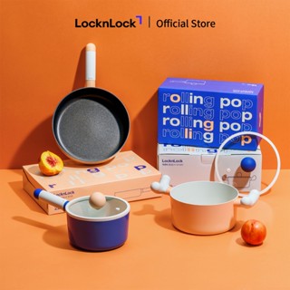 Nồi chảo nhôm chống dính phủ ceramic Lock&Lock Rolling Pop có nắp thủy tinh 16-18-22cm bếp từ, bếp điện, gas, hồng ngoại