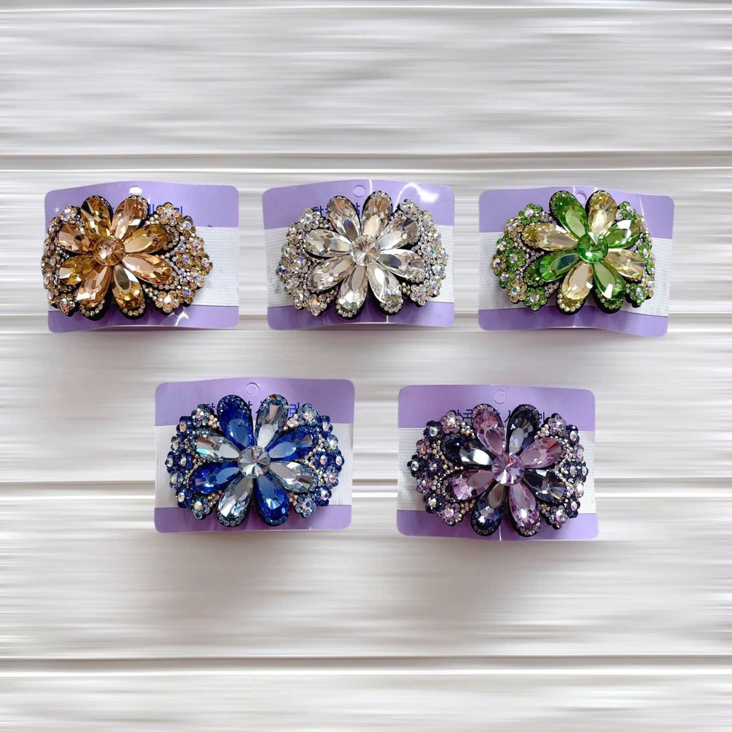 Kẹp tóc đính đá cao cấp - Qùa tặng mẹ, bà, người lớn tuổi kẹp tóc ngang hoa mai pha lê dành cho ngườ