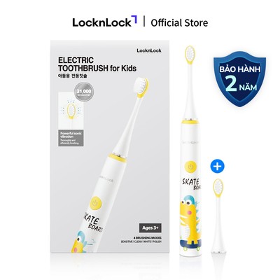Bàn chải đánh răng điện LockLock cho bé từ 3 tuổi - chống nước - sạc sử dụng lên tới 3 tuần ENR226WHT màu trắng