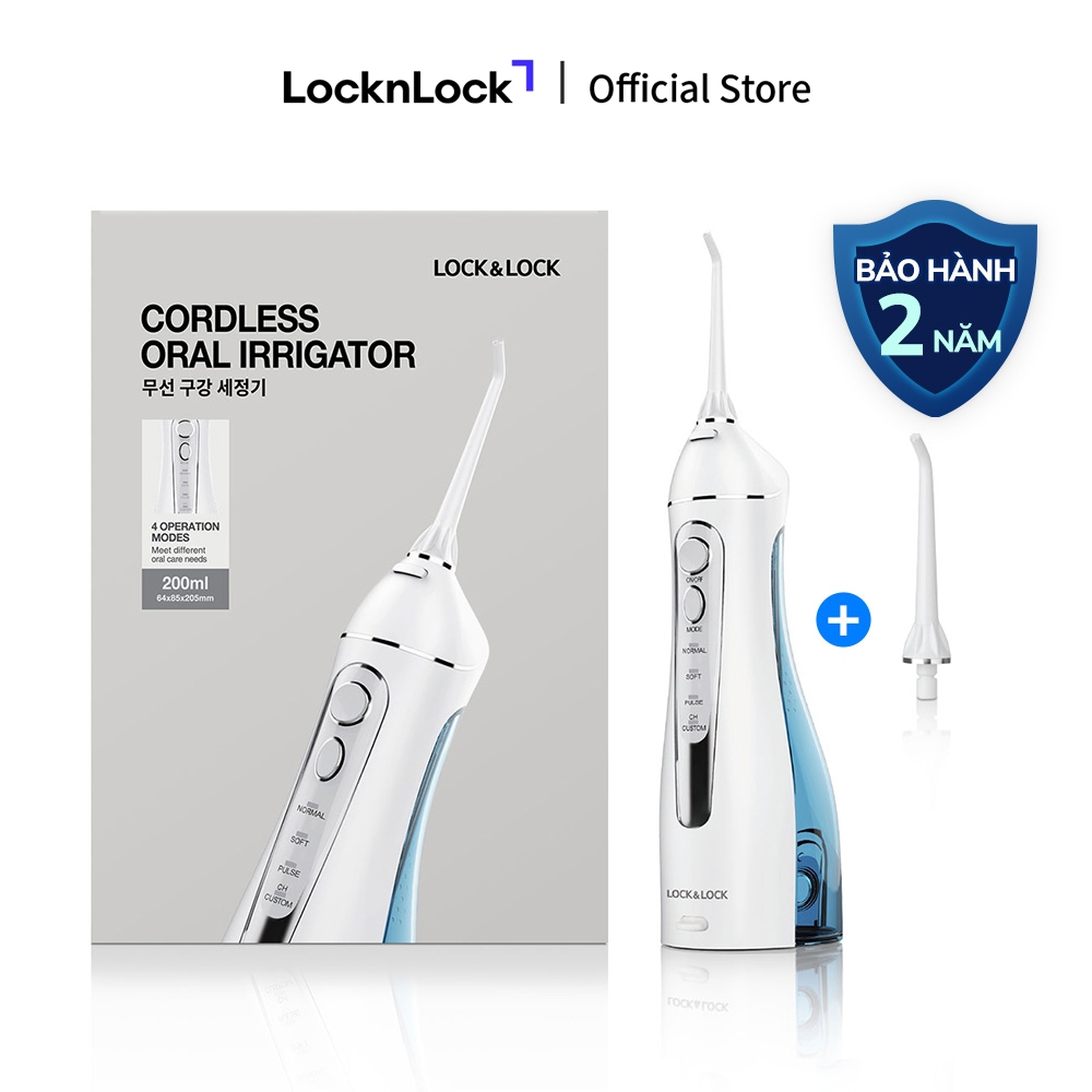 Máy tăm nước không dây 4 chế độ dùng được răng niềng Lock&Lock Cordless Oral Irrigator 200ml - Màu x