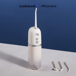 Máy tăm nước Lock&Lock portable oral irrigator 190ml 4 chế độ 3 loại đầu tăm pin sạc cổng type C màu trắng ENR146WHT