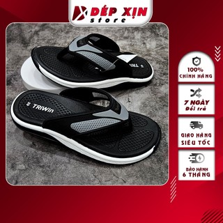 Dép Kẹp Nam Cao Cấp Triwin Quai Nhựa Đế Cao Su Chống Trượt (Quai Xám Đen)