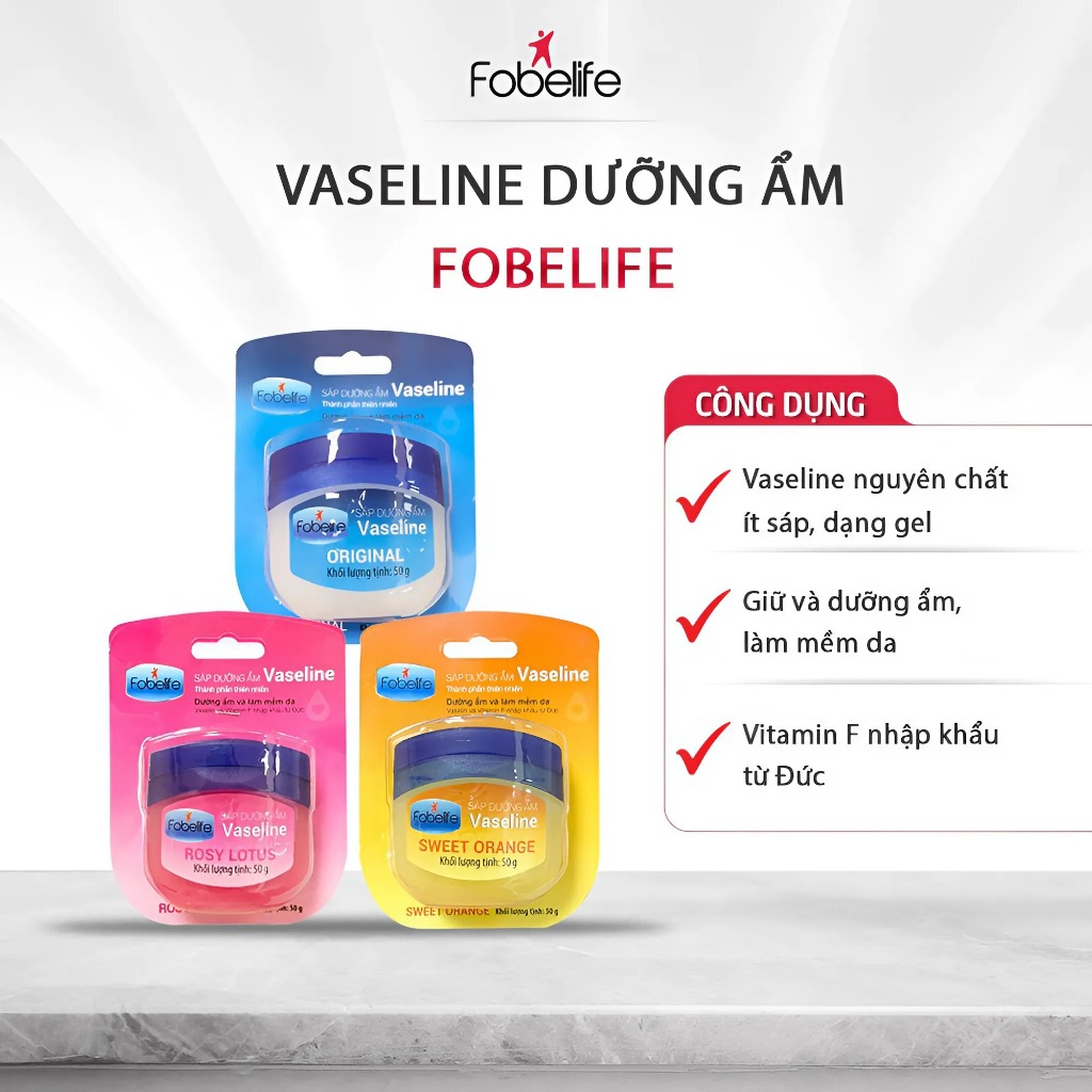 Sáp Dưỡng Ẩm Vaseline Fobelife 7G/50G | Son Dưỡng Môi Mềm Mịn, Giảm Khô Nẻ, Dưỡng Da