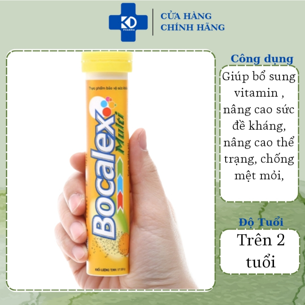 Viên sủi Bocalex Multi bổ sung vitamin, hỗ trợ tăng đề kháng tuýp 20 viên