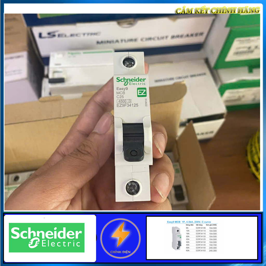 [Chính hãng] Cầu dao tự động Schneider 1P easy9 MCB dòng cắt 4.5ka
