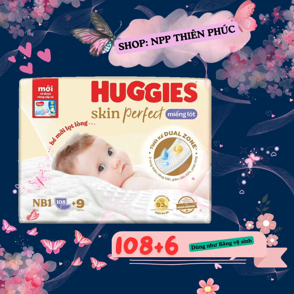 Tã dán sơ sinh Huggies 108+6 (Dùng như BVS) #huggies #tã huggies #huggies 64 #sơ sinh huggies #merzy