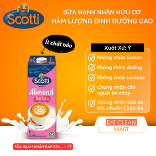  SỮA HẠT HẠNH NHÂN hương vị BARISTA không gluten thuần chay nhập khẩu ý RISO SCOTTI hộp 1 lít 