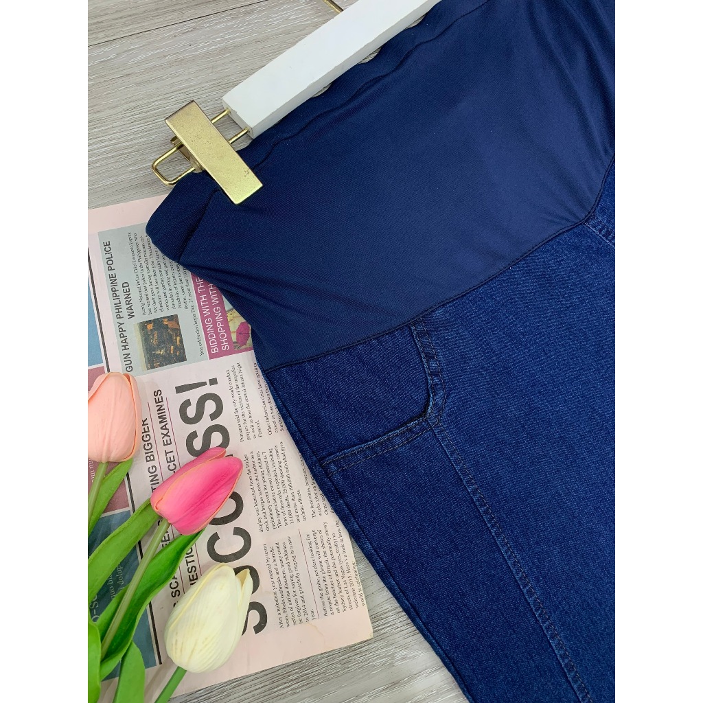 Quần bò mềm trơn cho mẹ bầu – Thoải mái, Năng động Cả ngày Q049 B2 MUM