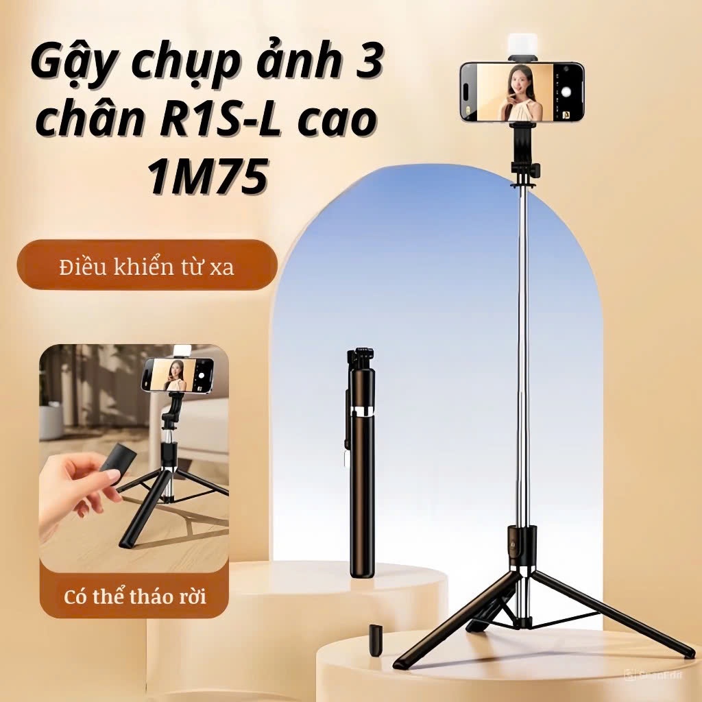Gậy Chụp Ảnh 3 Chân R1S-L Cao 170cm Xoay 360 Có Remote Điều Khiển Từ Xa - Gậy Selfie Chụp Hình