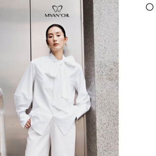 MYAN DESIGN Áo Sơ Mi Trắng Nơ Cổ To Tay Bồng Sơ Mi Dài Tay Phiên Bản Mới Thời Trang Thanh Lịch  AFY250226