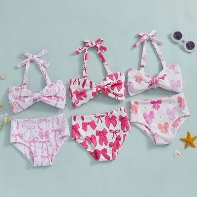 Set Bộ Đồ Bơi 2 Mảnh Bikini Họa Tiết Nơ Hồng Cho Bé Gái 1-5 Tuổi MINTSCLOSET Quảng Châu - BB8719