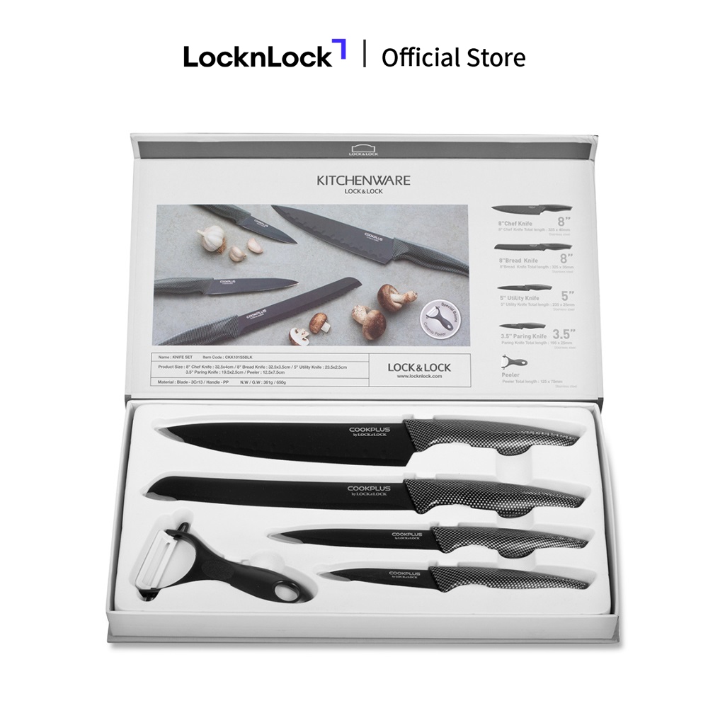 Bộ dao nhà bếp 5 món COOKPLUS Lock & Lock CKK101S5BLK