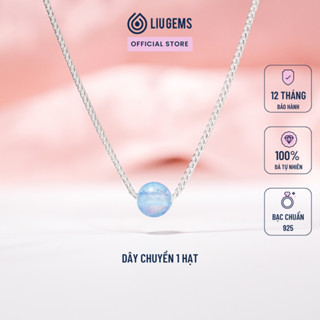 Dây Chuyền Bạc Nữ Liugems 1 Hạt Size Nhỏ Tinh Tế Mix Đá Phong Thuỷ Tròn