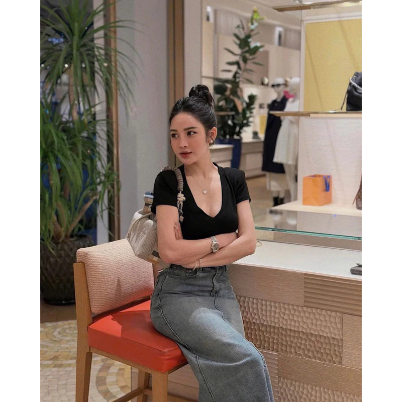 [VẢI MỊN] ÁO CỘC TAY CỔ TIM vải COTTON BOZIP co giãn 4 chiều ôm body siêu tôn dáng nữ m998 Lenogi ngocbichninhhiep | BigBuy360 - bigbuy360.vn