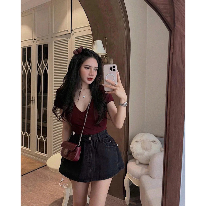 [VẢI MỊN] ÁO CỘC TAY CỔ TIM vải COTTON BOZIP co giãn 4 chiều ôm body siêu tôn dáng nữ m998 Lenogi ngocbichninhhiep | BigBuy360 - bigbuy360.vn