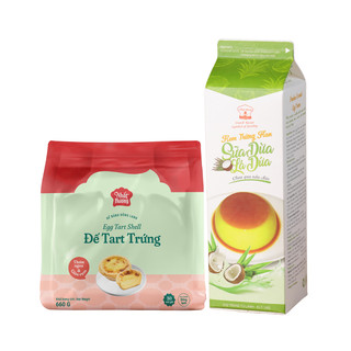 Combo Đế Bánh Tart Trứng và Kem Trứng Flan Sữa Dừa Lá Dứa Nhất Hương-Có Đế Nhôm-Hạn sử dụng in trên bao bì - (Combo 3)
