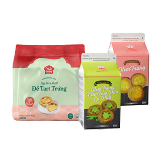 Combo Tart Trứng Và Kem Trứng Vani – Lá Dứa Nhất Hương Có Đế Nhôm - Hạn sử dụng in trên bao bì sản phẩm (Combo 5)