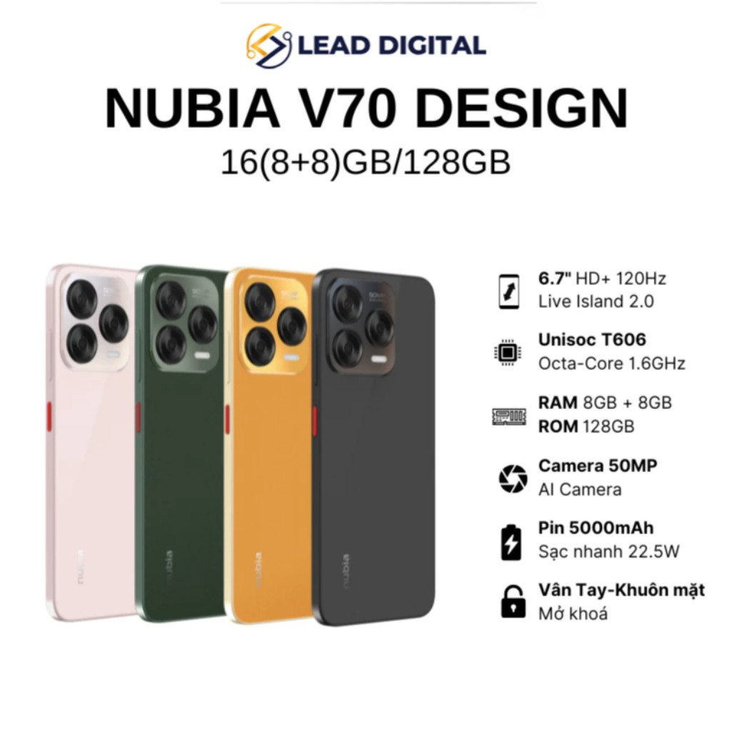 [Mới] Điện thoại Nubia V70 Design 8GB/128GB I Pin 5000mAh I Camera 50mp I 6.7" 120Hz