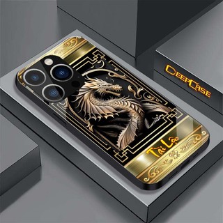 Ốp Lưng IPHONE 15, 15 PRO, 15 PLUS, 15 PROMAX Lưng Kính Cường Lực 3D In Hình 12 Con Giáp Tài Lộc