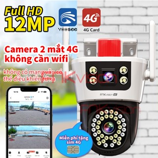 Yoosee 2 mắt 12MP D38Z/4G ,FNKvision Camera năng lượng mặt trời 4G xoay chuyển Tiền điện 365 ngày 0 đồng quan sát 360 độ