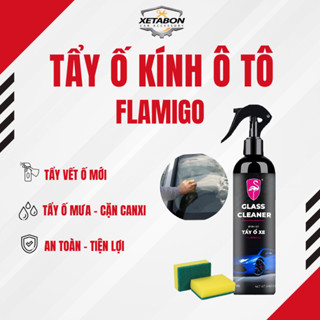 [TẶNG MÚT XỐP]  Chai xịt tẩy ố kính xe ô tô, tẩy cặn canxi, vết ố nước Flamingo-Làm bóng kính xe-Phủ nano chống bám nước