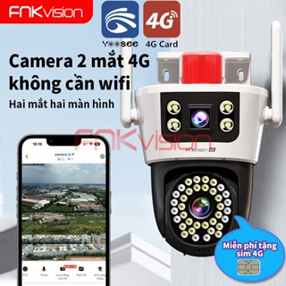 Yoosee Camera 2 mắt Fnkvision 4G 12Mp, xem 360 độ, ban đêm có màu, hai giao diện quan sát