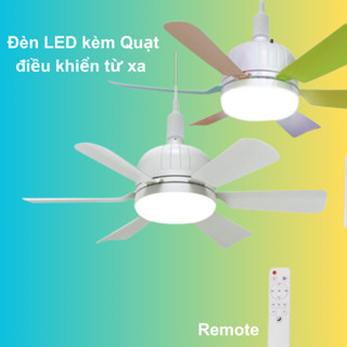 Quạt trần đèn chuôi E27 điều khiển từ xa chỉnh gió siêu êm gắn trần la phông thạch cao