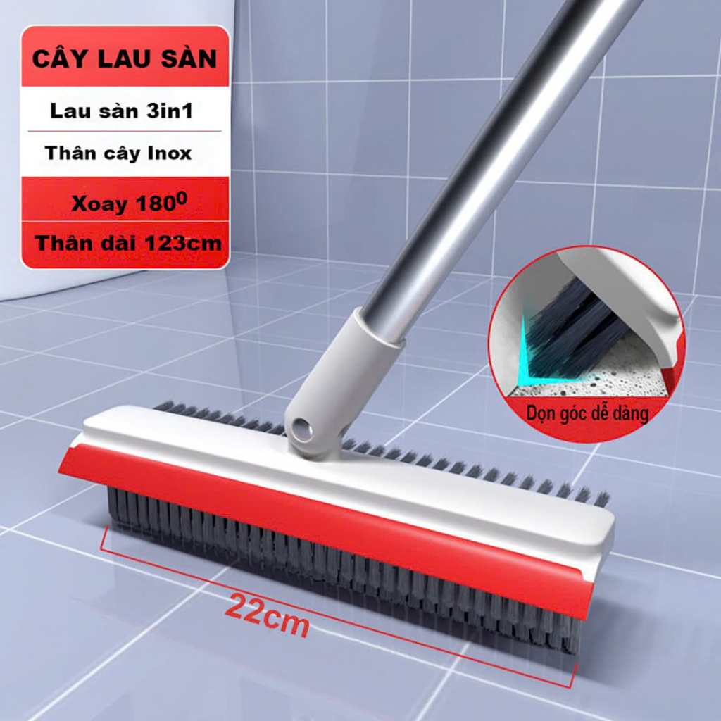 Cây Chà Sàn Nhà Tắm Đa Năng 3 Trong 1 Bộ chổi Cọ Sàn Toilet và Gạt Nước – NENON