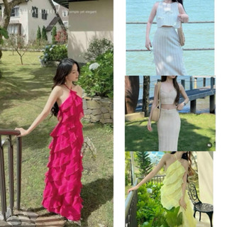 [ TOP 2 ] Đầm đi biển đi du lịch maxi cổ yếm chất voan bèo xinh đẹp Ht159