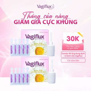 Combo Vệ Sinh Phụ Nữ Vagiflux - 2 Bộ gồm 40 ống muối  + 2 Bình Rửa Vệ Sinh Âm Đạo Chính Hãng