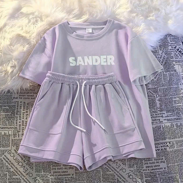 Bộ Đồ Nữ In Chữ Sander Chất Liệu Cotton Co Giãn 4 Chiều Thoải Mái Mặc Hằng Ngày Sang Trọng | BigBuy360 - bigbuy360.vn