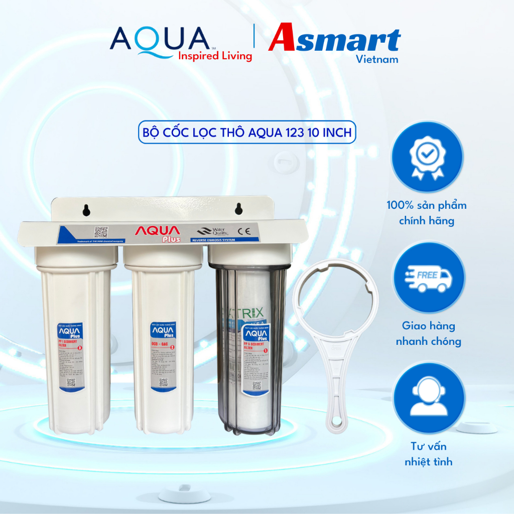 Bộ 3 cốc lọc thô Aqua 10 inch
